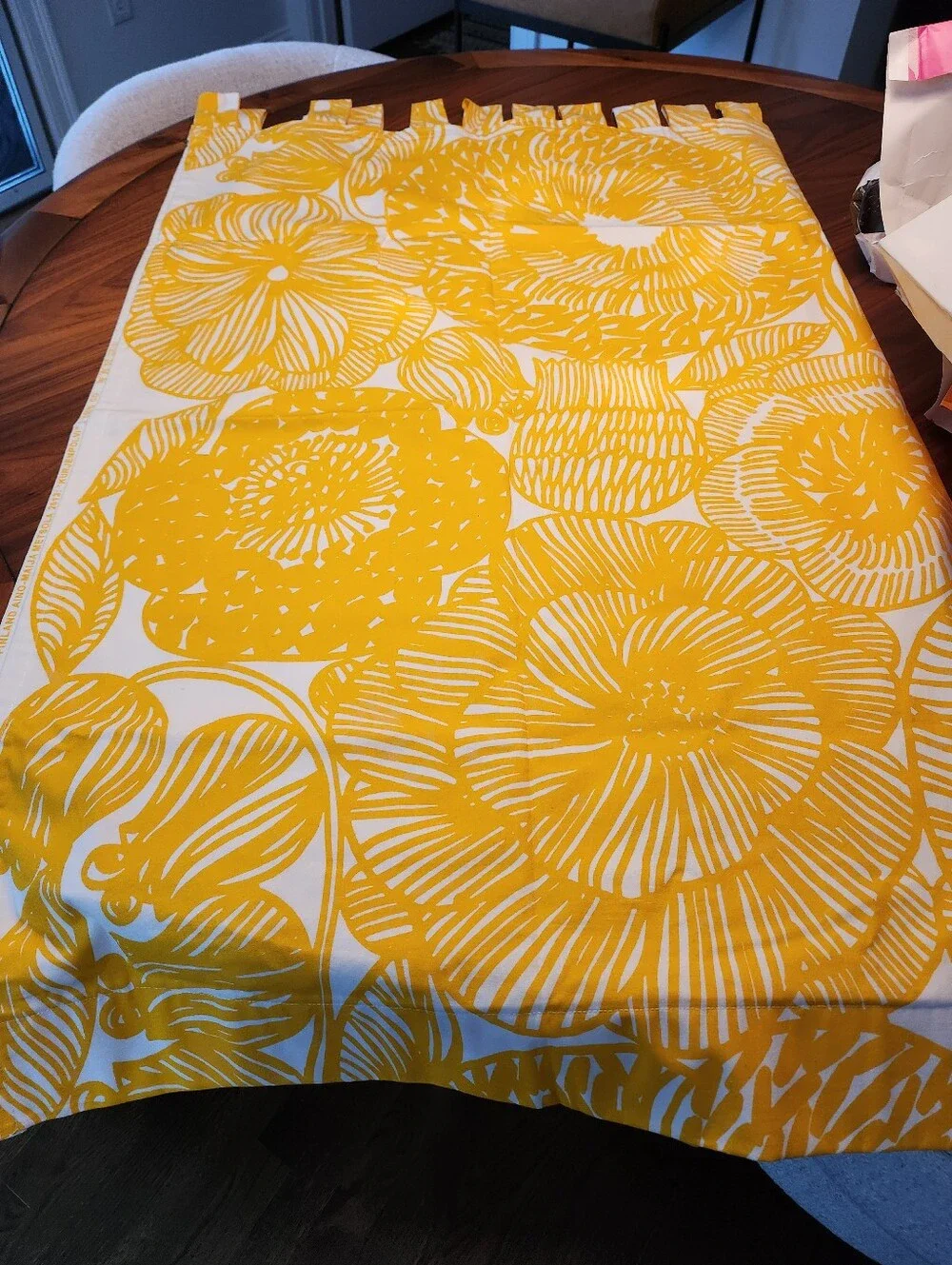 3 Marimekko Yellow and White Yellow Tab Curtains